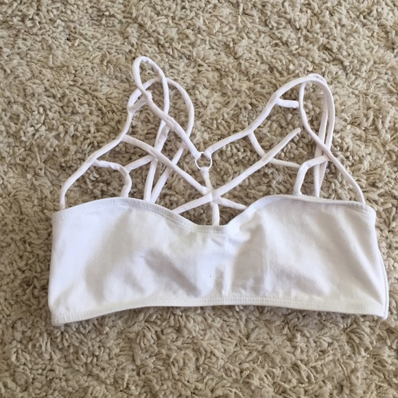 White caged free people bralette