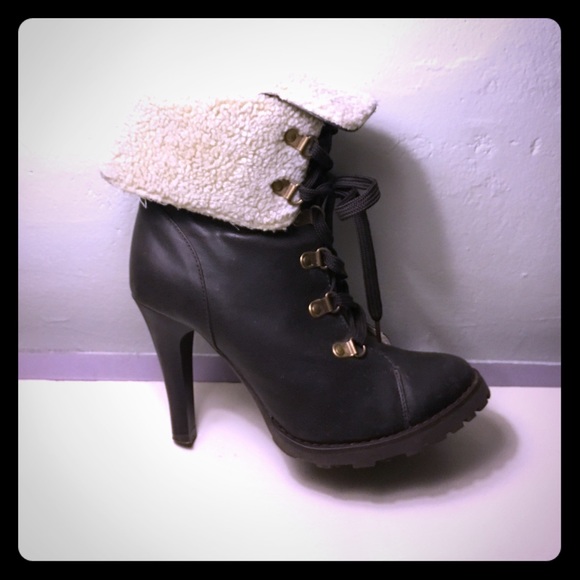 Atmosphere Shoes - Dark Brown Heeled Fold Over Boot