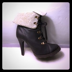 Dark Brown Heeled Fold Over Boot