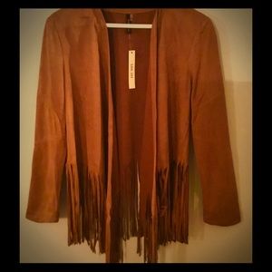 💥PRICE REDUCED‼️San Joy Tan Suede Fringe Jacket