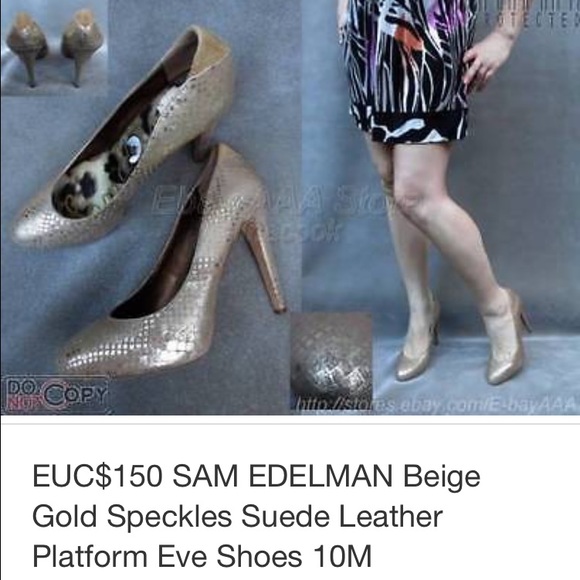 Sam Edelman gold metallic platform heels