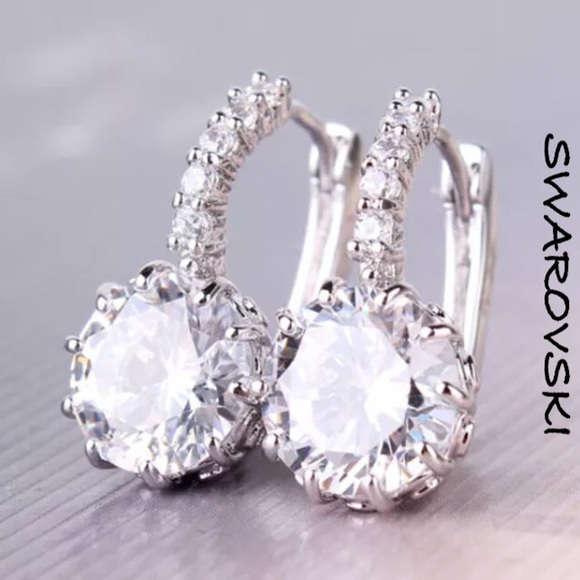 Swarovski Jewelry - 🆕 Swarovski 18k White Gold Princess Earrings