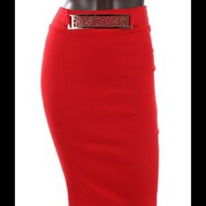 Red pencil skirt