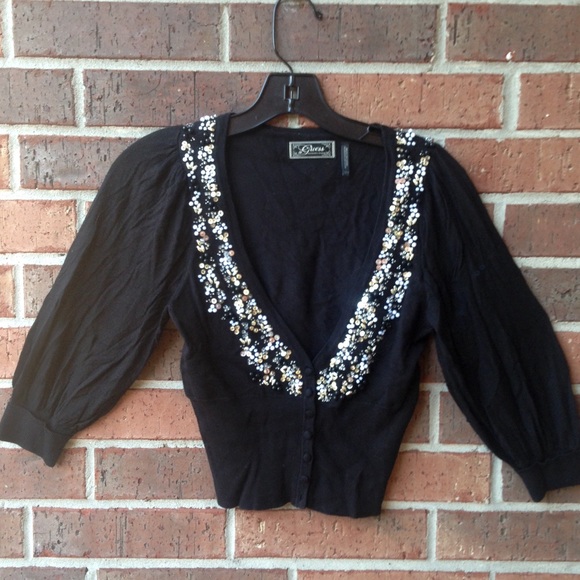 Black Guess Sequin Cardigan - Picture 4 of 4