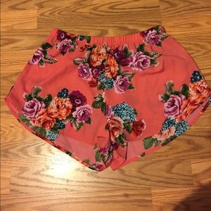 Pink floral shorts