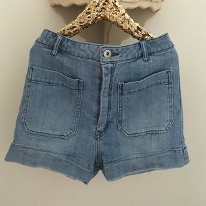 High Waisted Light Wash Shorts