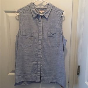 Gap linen blue and white stripe sleeveless top.
