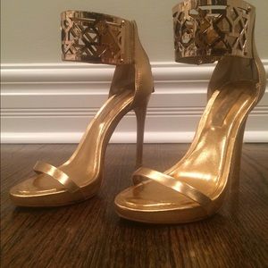 BCBG gold heels