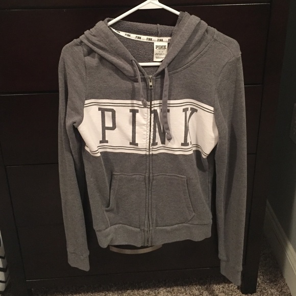 Light grey PINK Victoria's Secret zip up jacket