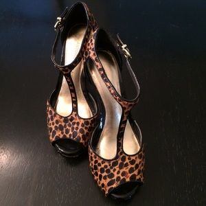T-strap Leopard Print Heels