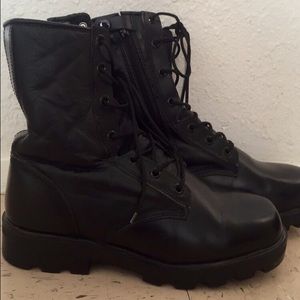 Black Fur Interior Combat Boots Unisex