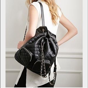 Quilted Faux Leather Backpack