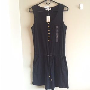 Black Romper with Gold Accents