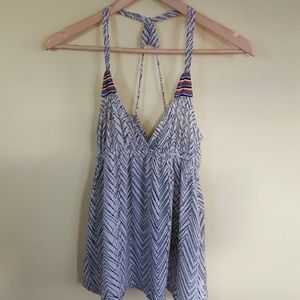 Embroidered Zigzag Cross-back Ripcurl Tank Top