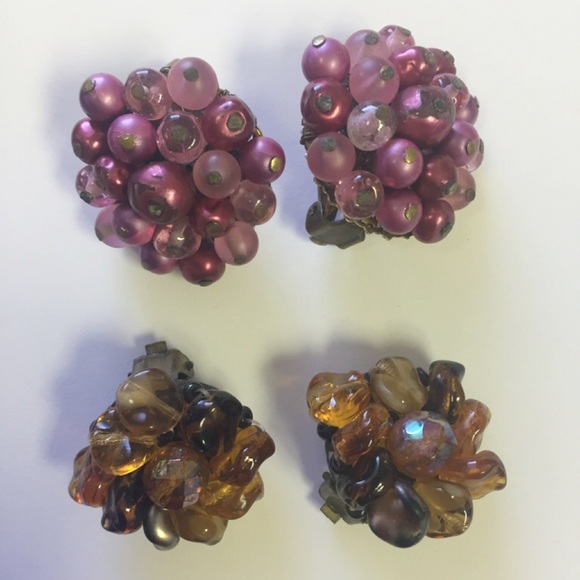 Pre WWII beaded earrings (2 pair)