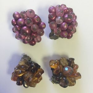 Pre WWII beaded earrings (2 pair)
