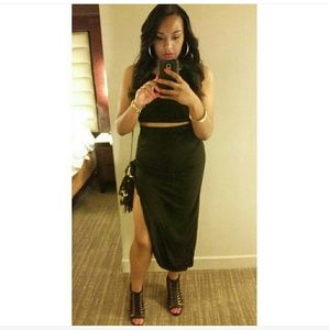 2pc top and asymmetrical skirt