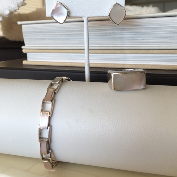 925 Silver pink mother of pearl set
