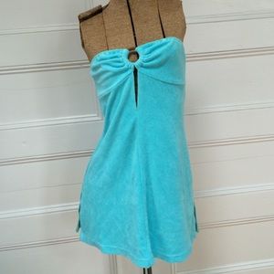 Echo aqua colored terry cloth beach dress Small