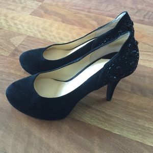 Embellished black stilettos