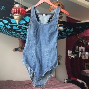 A jean bodysuit
