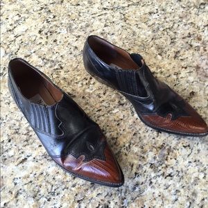 Vintage black and brown ankle boots