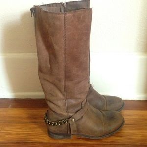 Brown Faux Leather Riding Boots
