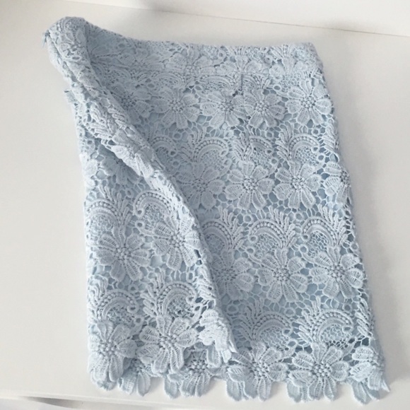 Dresses & Skirts - BABY BLUE FLORAL CROCHET LACE SKIRT