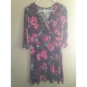 Maternity Purple Floral Faux Wrap Dress