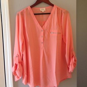 Perch by Blu Pepper Top Sheer 1X Coral