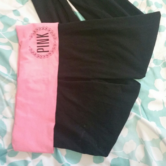 PINK Foldover Yoga Leggings-Small