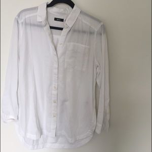 Basic white linen button down