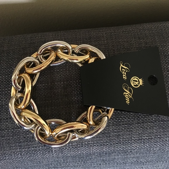 Liza Kim Gold and Silver Oval Chain Bracelet - Picture 2 of 4