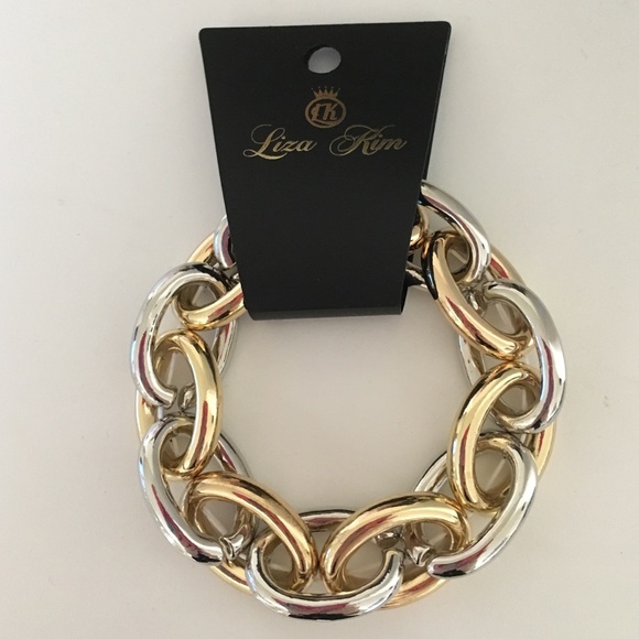 Liza Kim Gold and Silver Oval Chain Bracelet - Picture 3 of 4