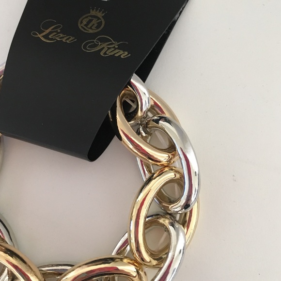 Liza Kim Gold and Silver Oval Chain Bracelet - Picture 4 of 4