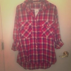 Red plaid blouse