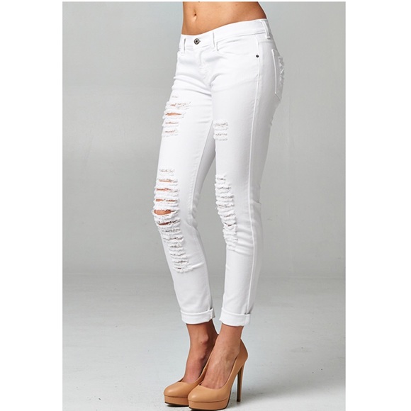 🆕LENA distressed skinnies - WHITE - Picture 2 of 4