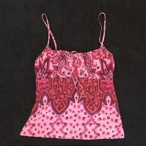 Pink silk print top