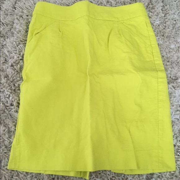 J crew bright yellow pencil skirt