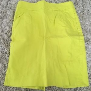 J crew bright yellow pencil skirt