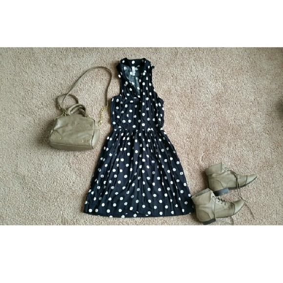 Button down polka dot dress