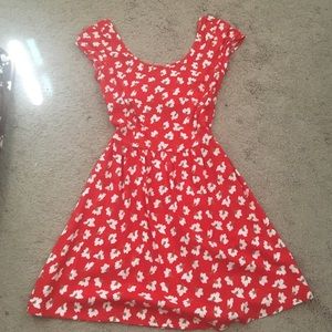 Bow back red white floral Keds skater dress