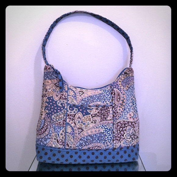 Lily Waters Handbags - LILY WATERS blue Paisley & polkadot detail MED BAG