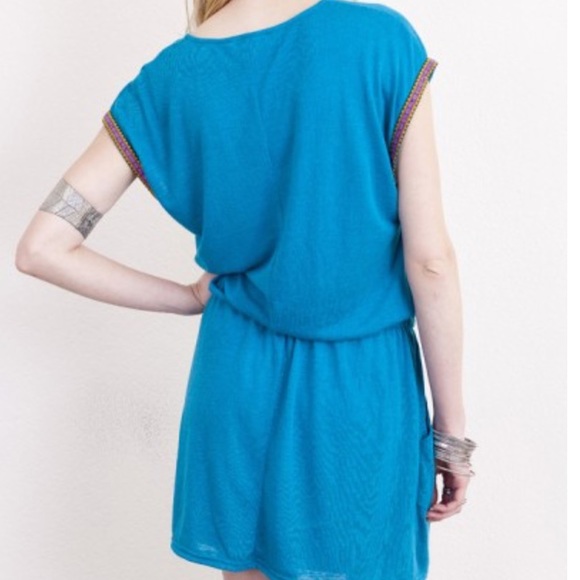 Umgee Teal Southwestern Tee Dress - Picture 2 of 3