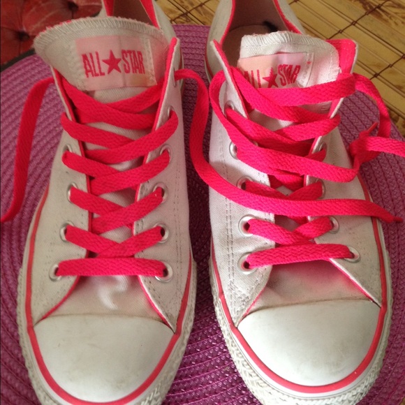 White and pink converse