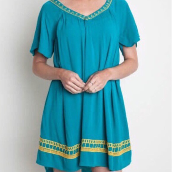 Umgee Jade Dress w/ Embroidery - Picture 3 of 3
