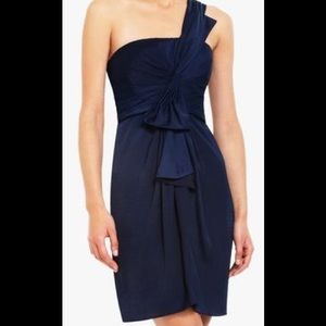 BCBG navy one shoulder dress, size 6