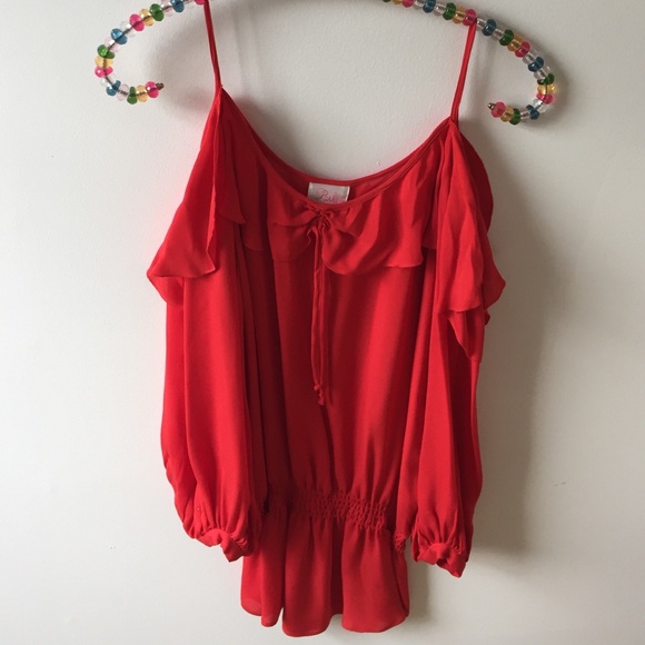 Parker red off the shoulder top size xs