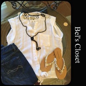 Gauze Top in crisp white