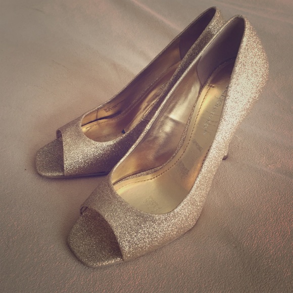 BCBGeneration Gold Peep Toe Heels